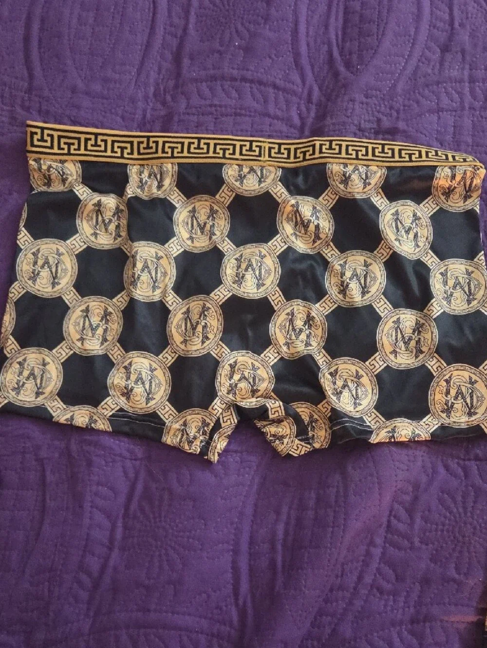 3/$15   5 PAIR Men’s Black and Gold Patterned Underwear Boxer/Briefs Sz Lg/XL